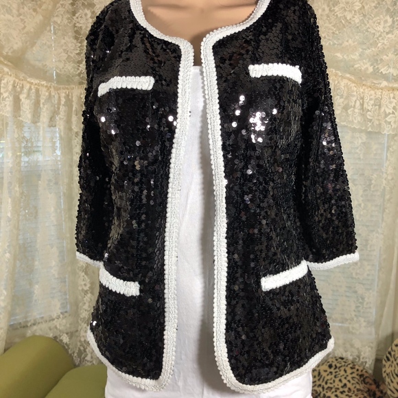 black and white sequin jacket